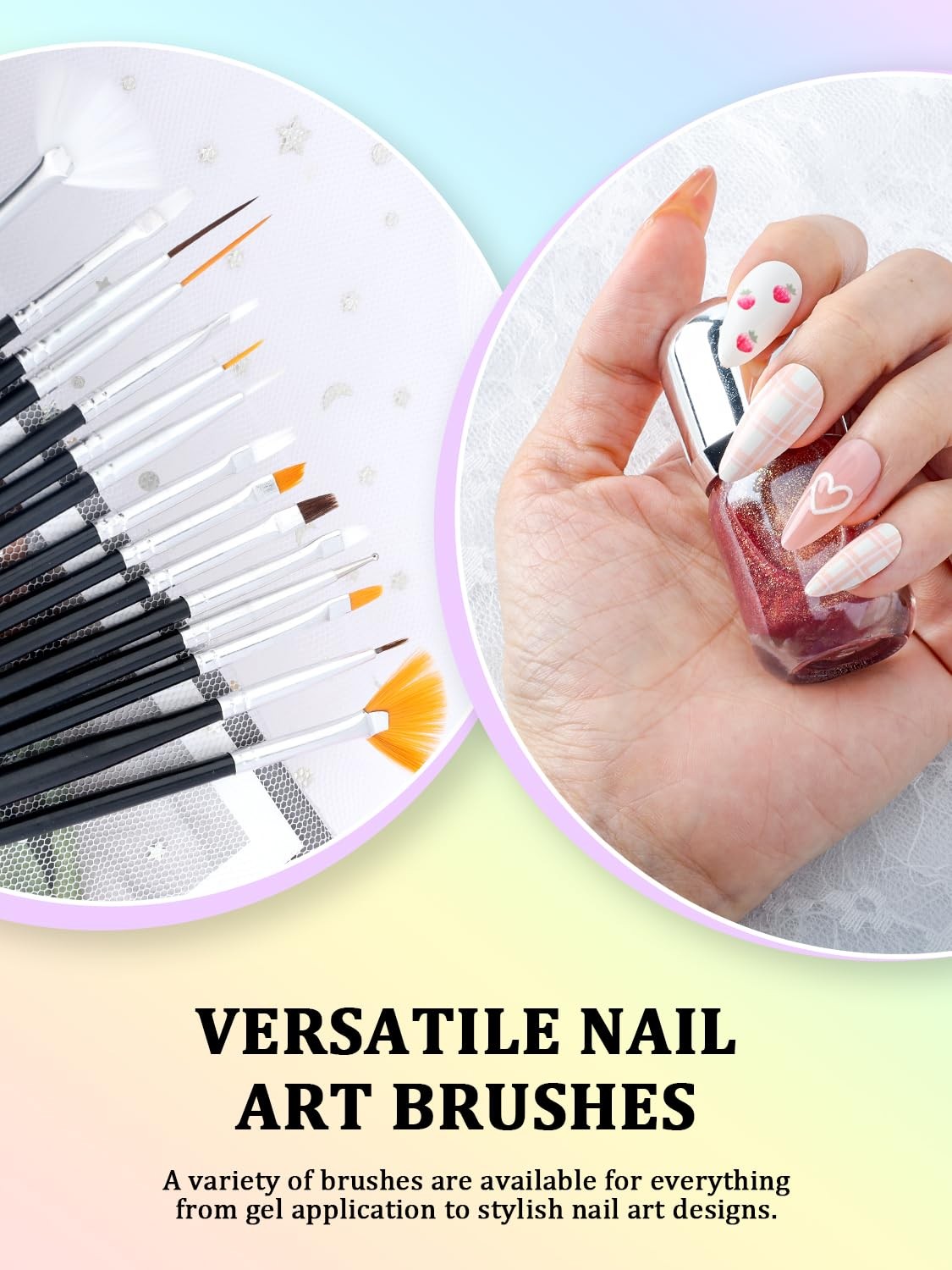 33PCS Nail Art Brushes Set, Nail Tech Supplies Accessories Kit, Design Tools wit