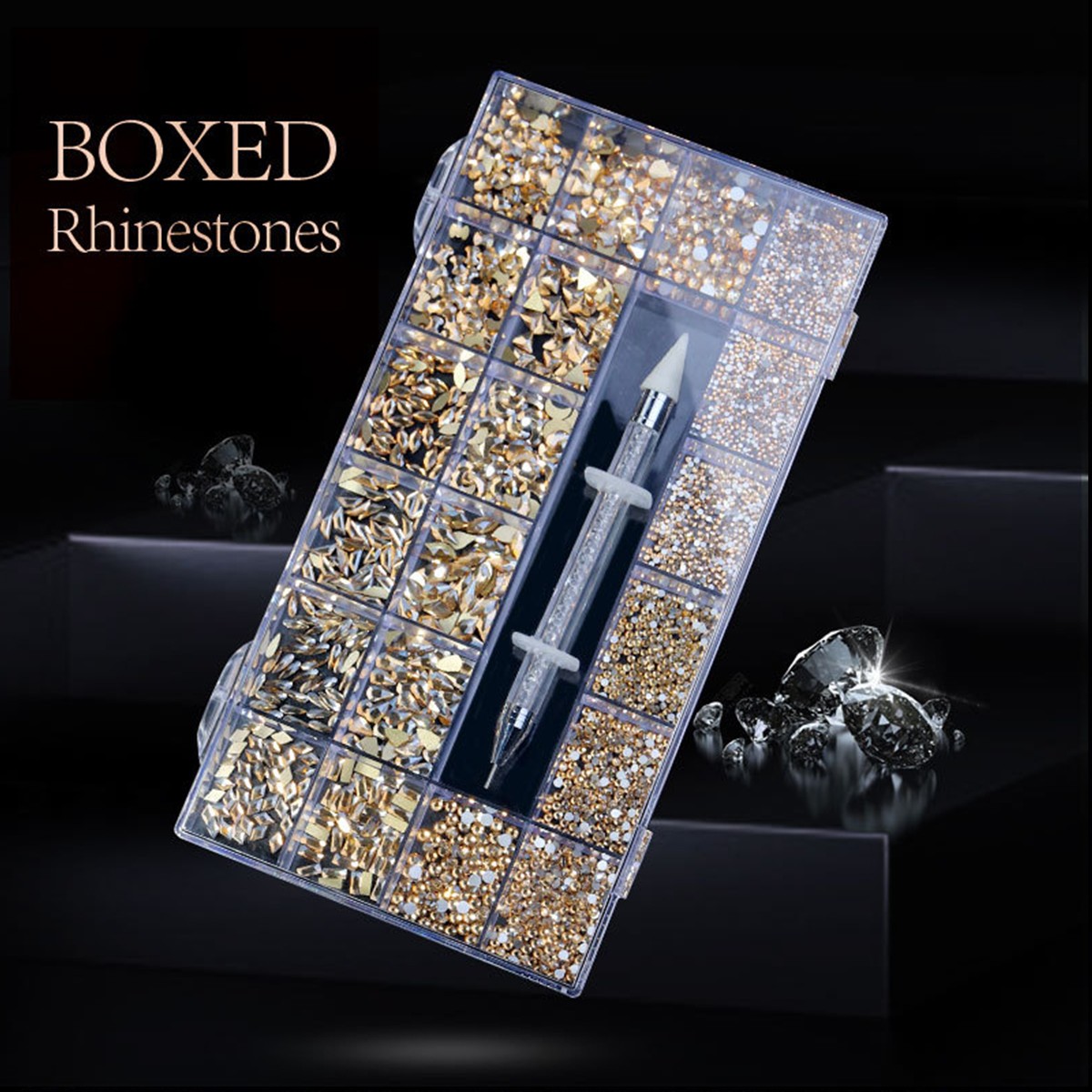 21 grid nail art diamond flat bottom glass diamond multi-style special-shaped di