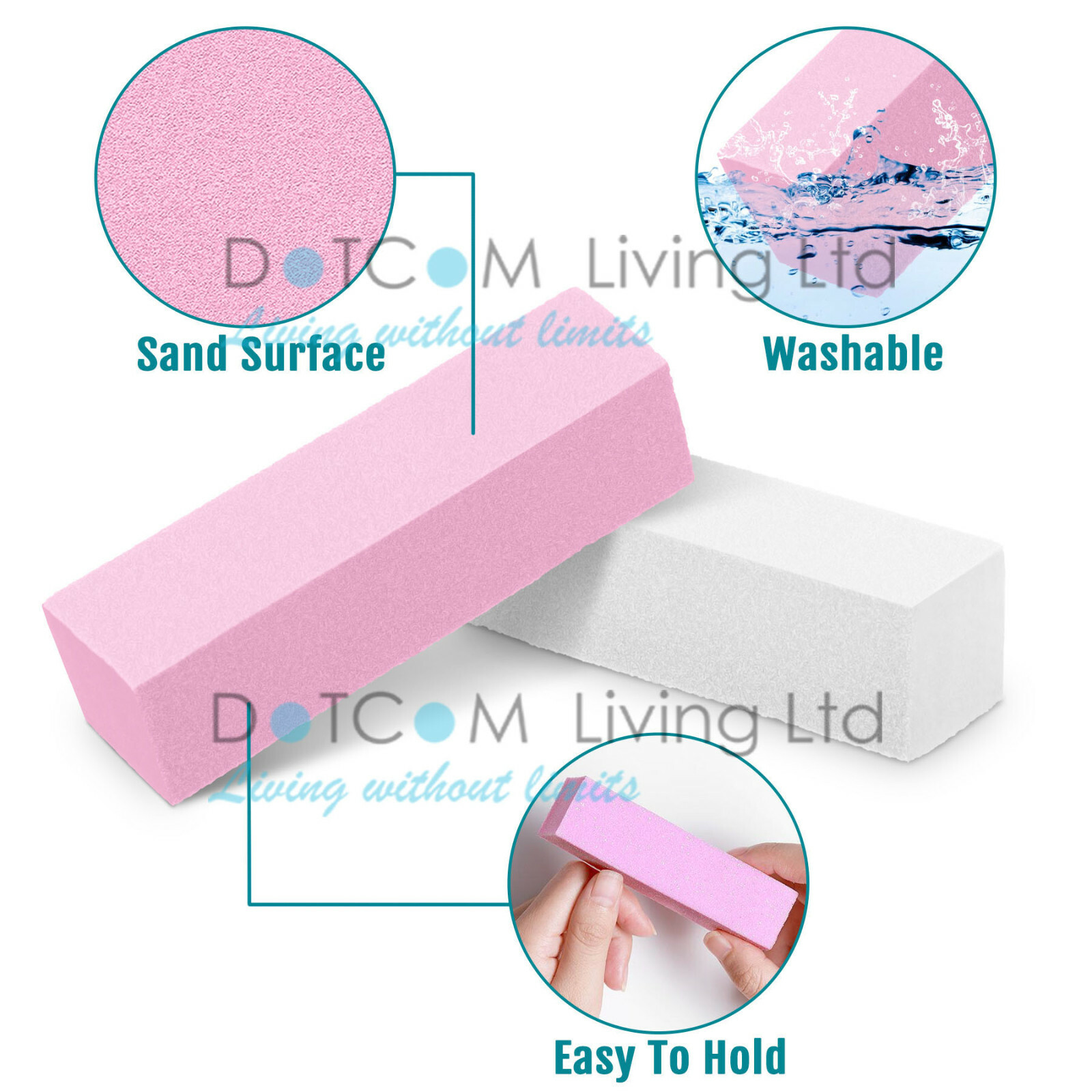 Nail Buffer Block Files Tool Tips 4 Ways Art Acrylic Sanding Manicure White Pink