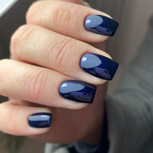 Royal Blue Press on Nails – Short Square Square Fake Nails 86-04 – Dark Blue