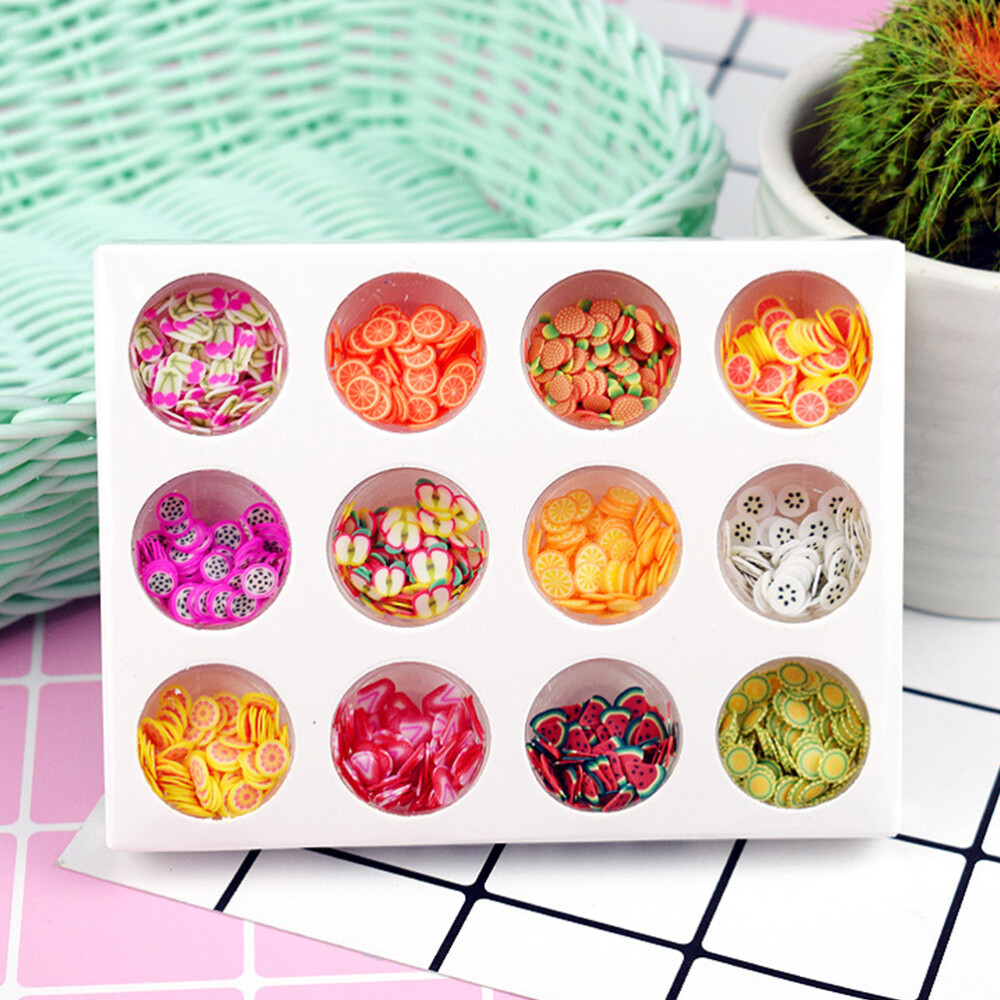 1 Set tiny charms fruit slices for 3d fruit slices 12 Kinds of Boxed Nail