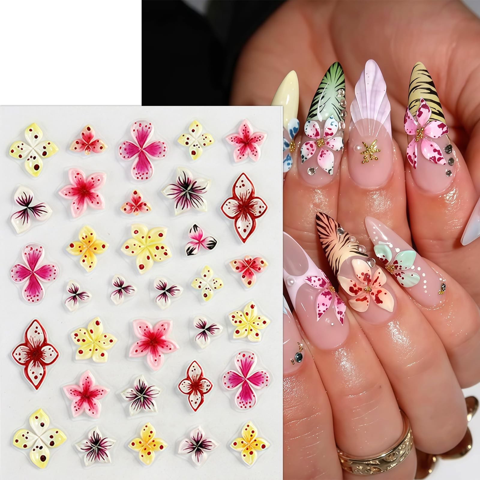 CnSybaris Hawaiian Flower 4 Sheets Nail Stickers