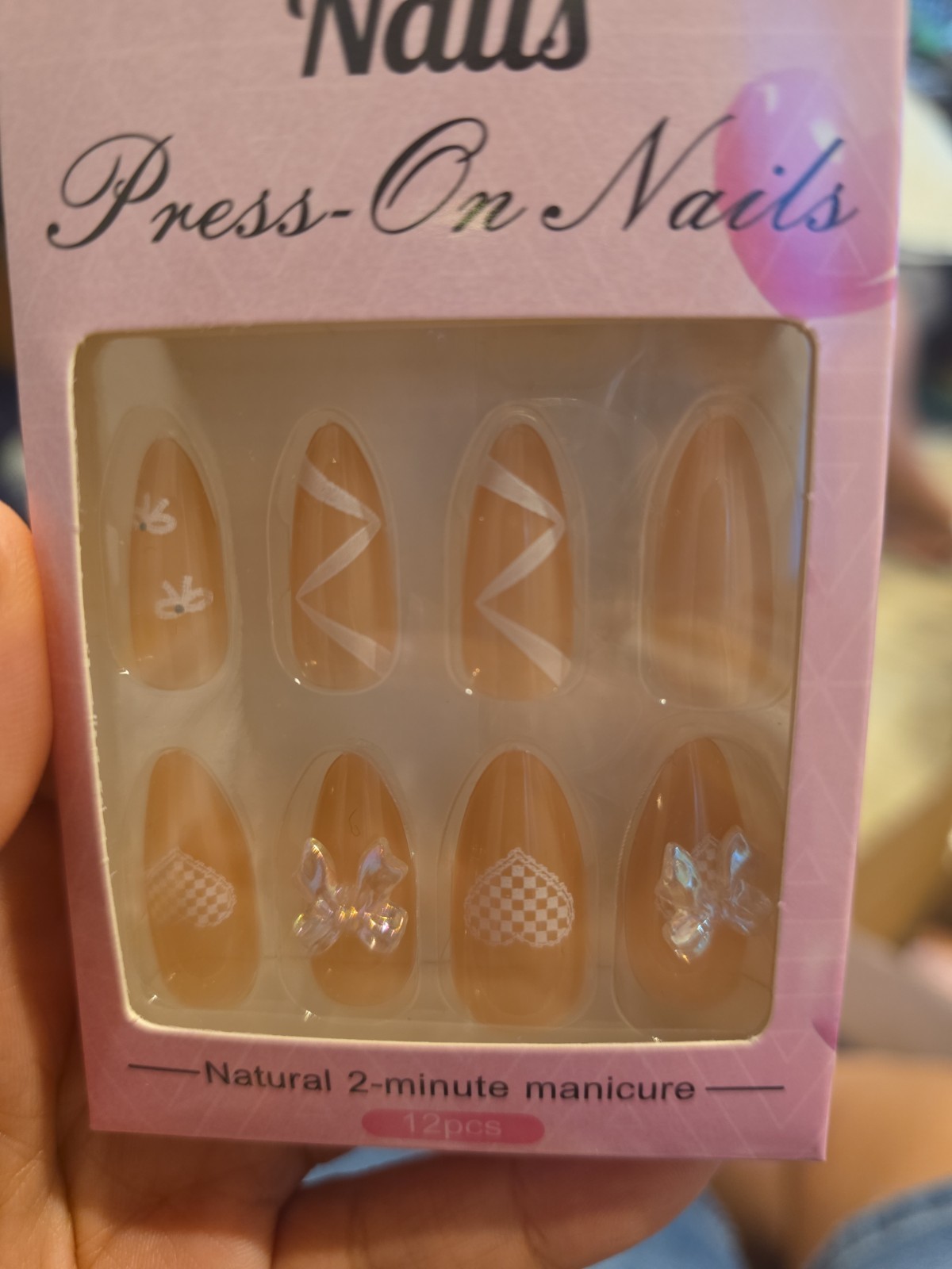 Nails Press On Nails Lot of 6 Packs Cute Strawberry Lemon Almond DIY Nail Kit