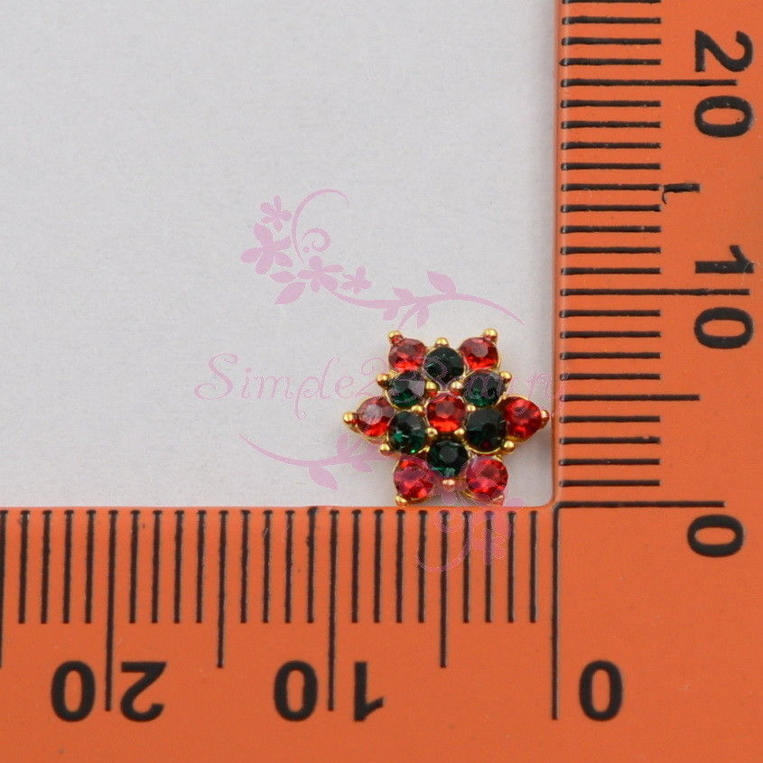 20 Nail Art Jewelry Snowflake Crystal Rhinestones Xmas Alloy Charms 3D DIY Decor