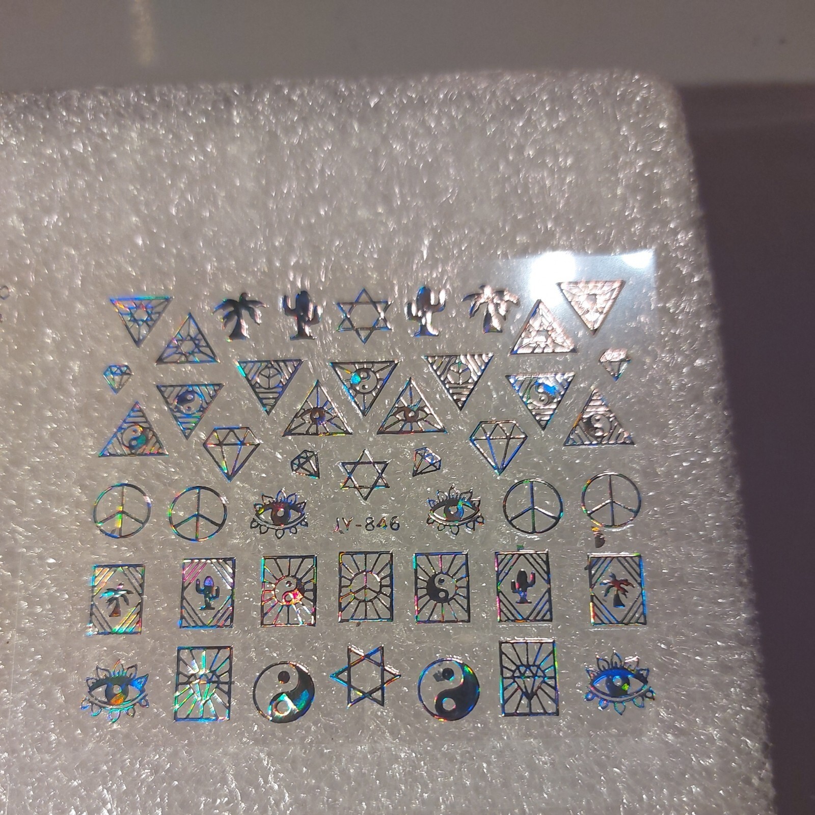 5 X Small Sheets Of Silver Nail Art Stickers (Dn419) New