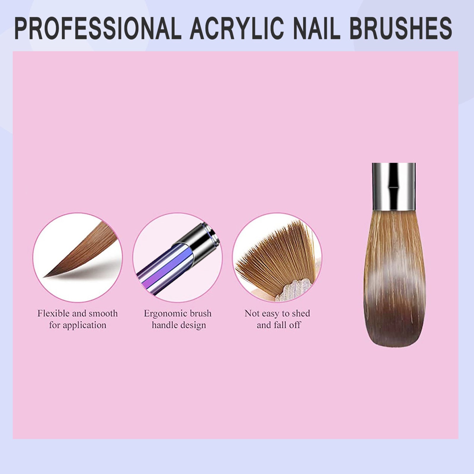 4pcs Nail Art Brush Set Aluminum Tube Ergonomic Handle Firm Flexible Soft Hair