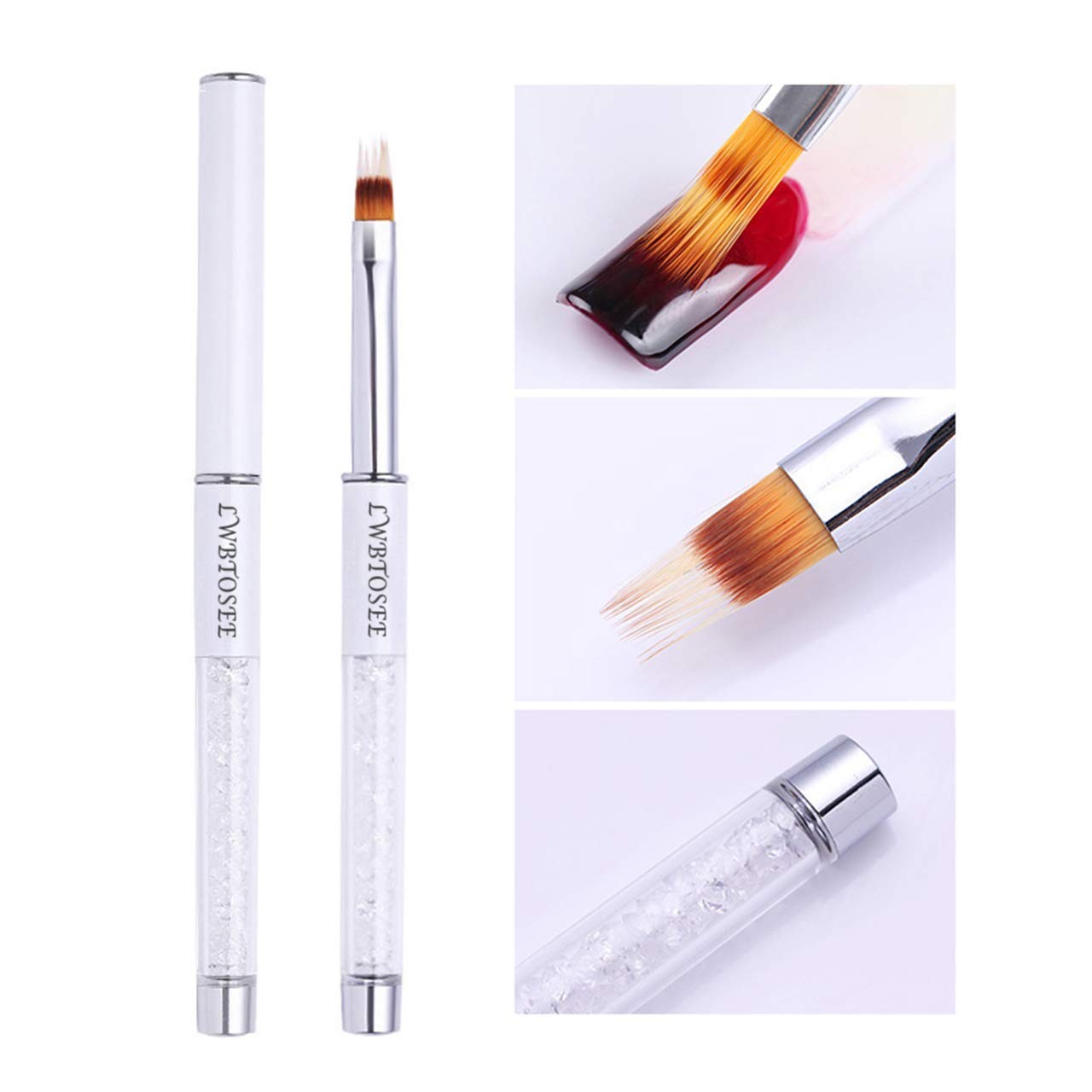 LWBTOSEE 2PCS Nail Ombre Brush Nail Art Painting Pen Brush UV Gel Polish Grad…