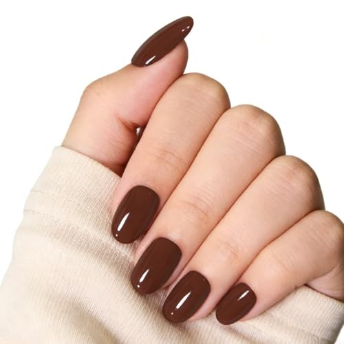 Brown Press on Nails Almond, Fall Coffee Chocolate Press ons, chocolate brown
