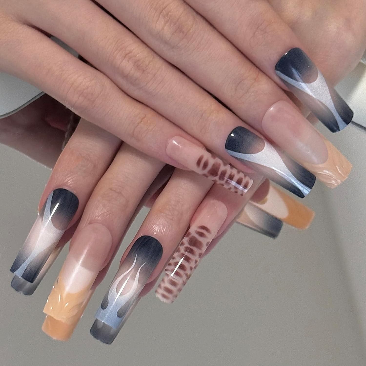 Trendy 24 Pcs Square Press on Nails – Long Acrylic Tips for Effortless Glam