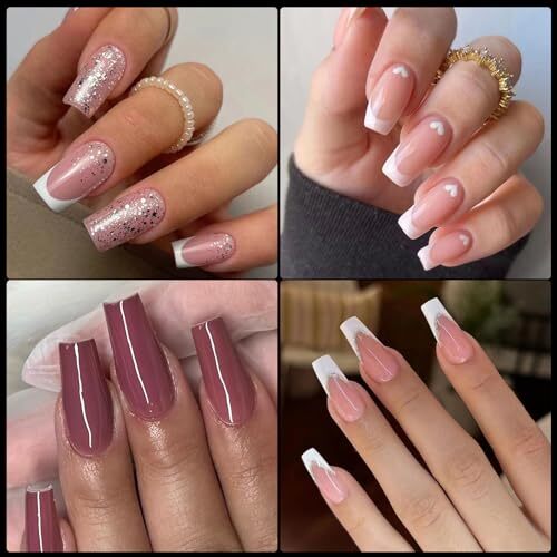 600pcs Square Nail Tips, Medium Square Gel X Nail Tips Clear E-Medium Sqaure