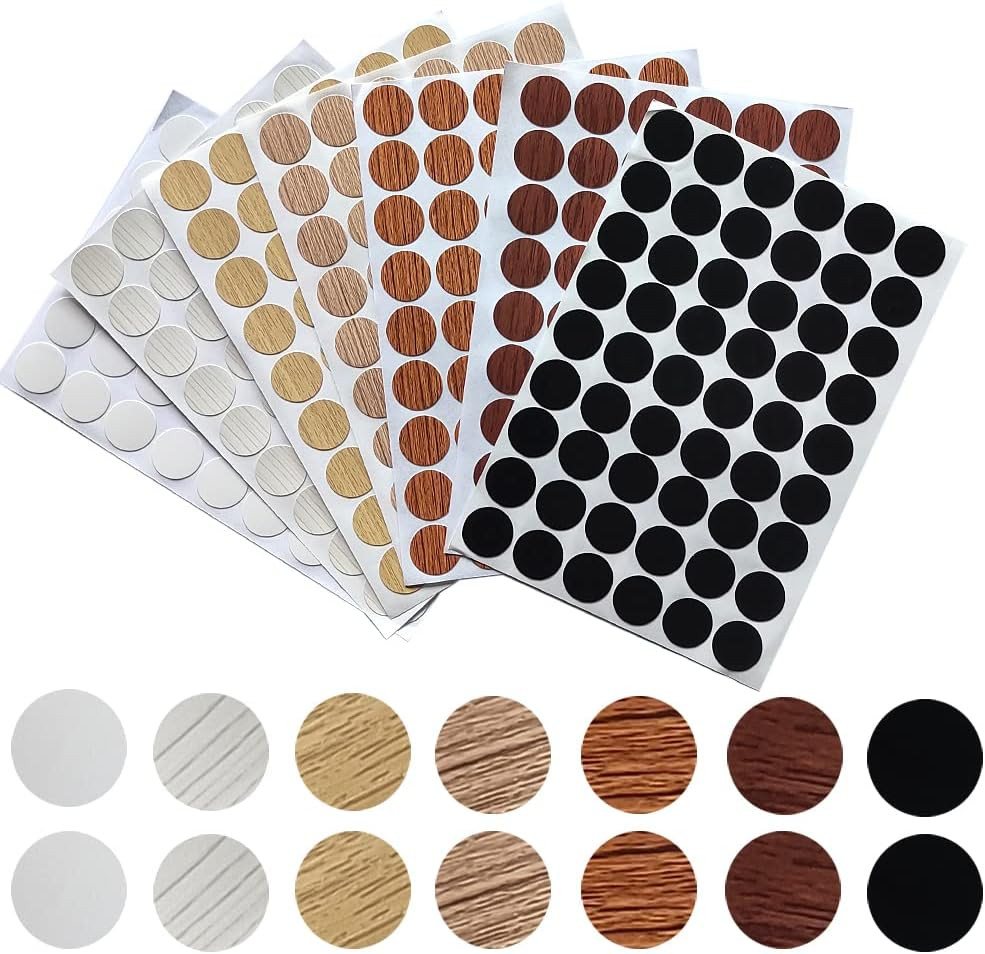 21Mm PVC Screw Hole Cover Cap 378Pcs Wood Grain Furniture Stickers | 21Mm Self-A