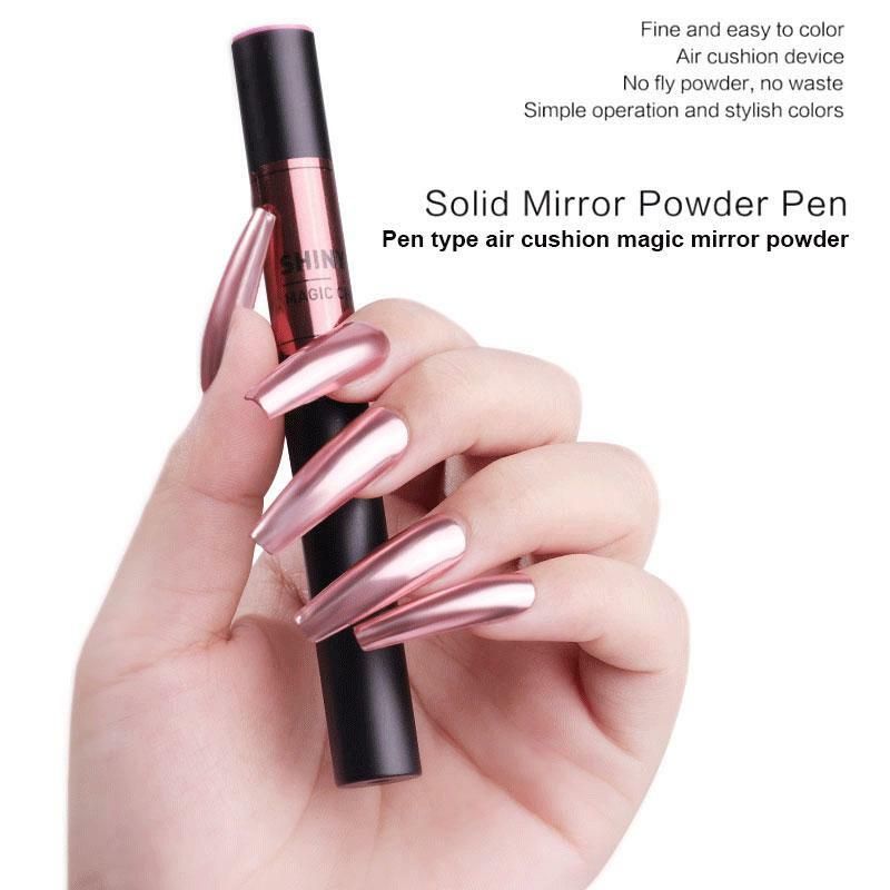 Nail Chrome PEN Mirror Powder Air Cushion Solid 14 Colours Dust Holographic Red
