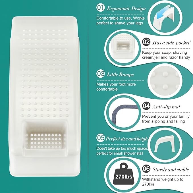 Reposapiés para ducha, taburete para ducha para afeitarse las piernas,reposapiés