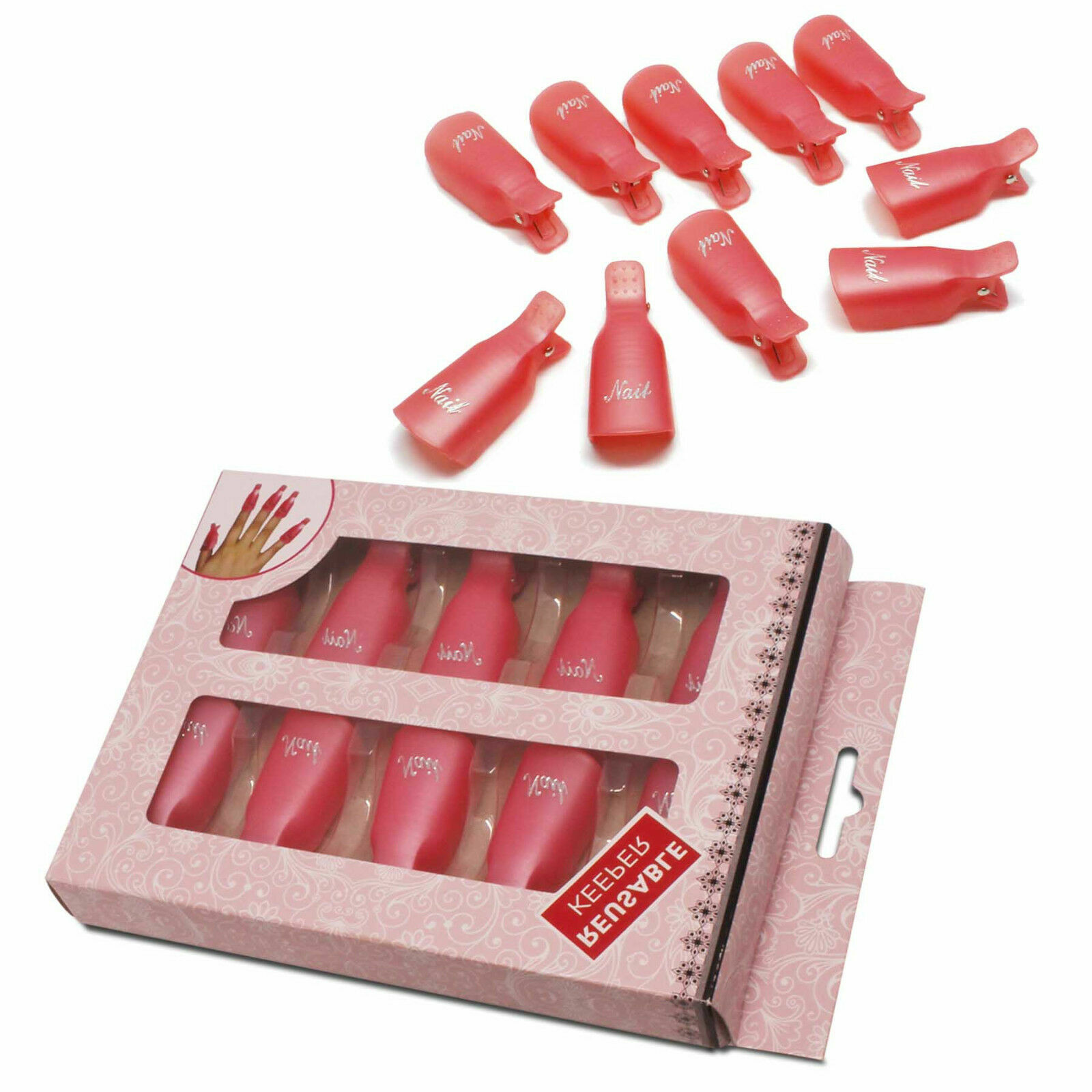 10Pc Plastic Nail Soak Off UV Gel Art Polish Remover Wrap Gelish Clip Cap UK NEW