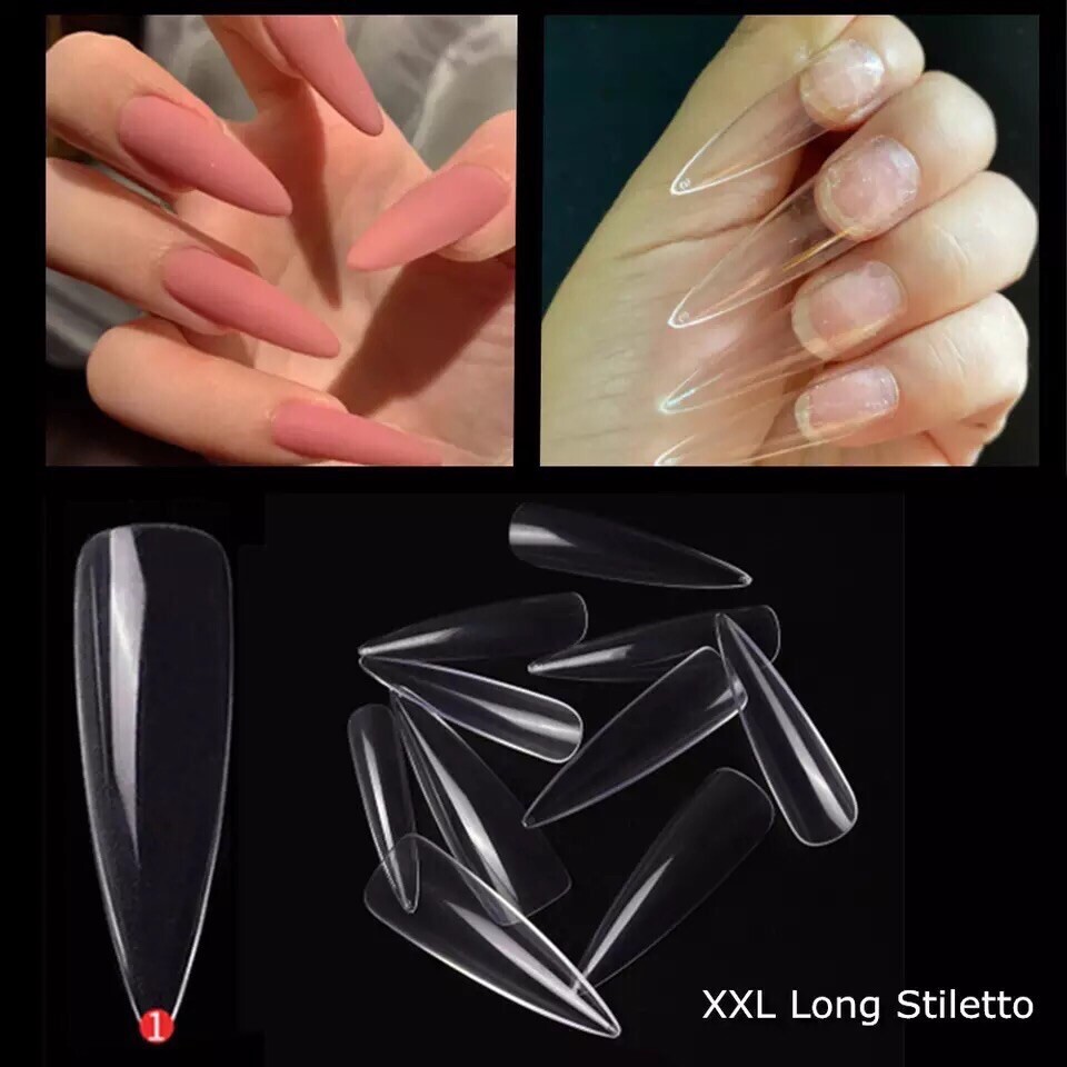 Makartt 500pcs Nail Tips Press On XXL Extra Long Stiletto Full Cover Pointy Claw