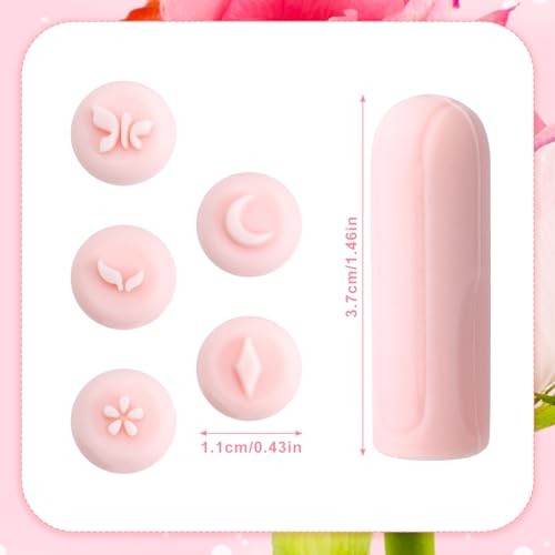 6pcs Nail Stamper Pen Set, 5 Designs Silicone Nail Flower Stamp Pen DIY Nail
