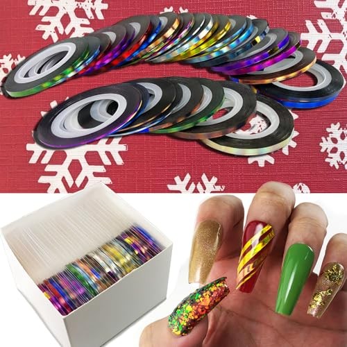 Nail Art Striping Tape Lines Kit 36 pcs 1mm 2mm 3mm Nail Tape Holographic