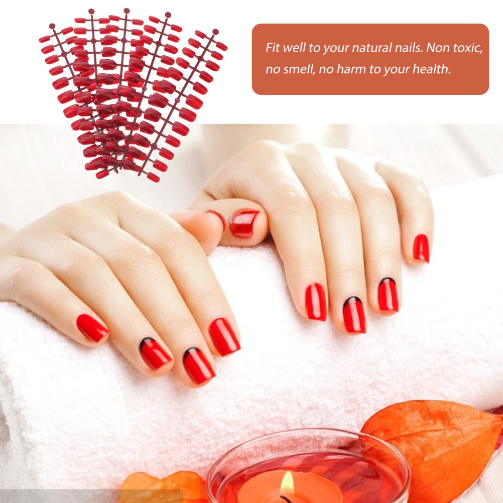 120Pcs Reusable Red False Nail Tips for Nail Art DIY and Manicure Use