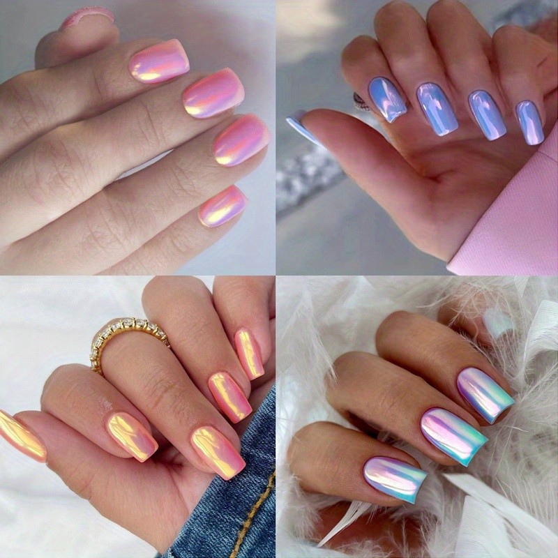 96pcs/4Pack Press On Nails Shimmer False Nails Full Cover For Daily Party Wear