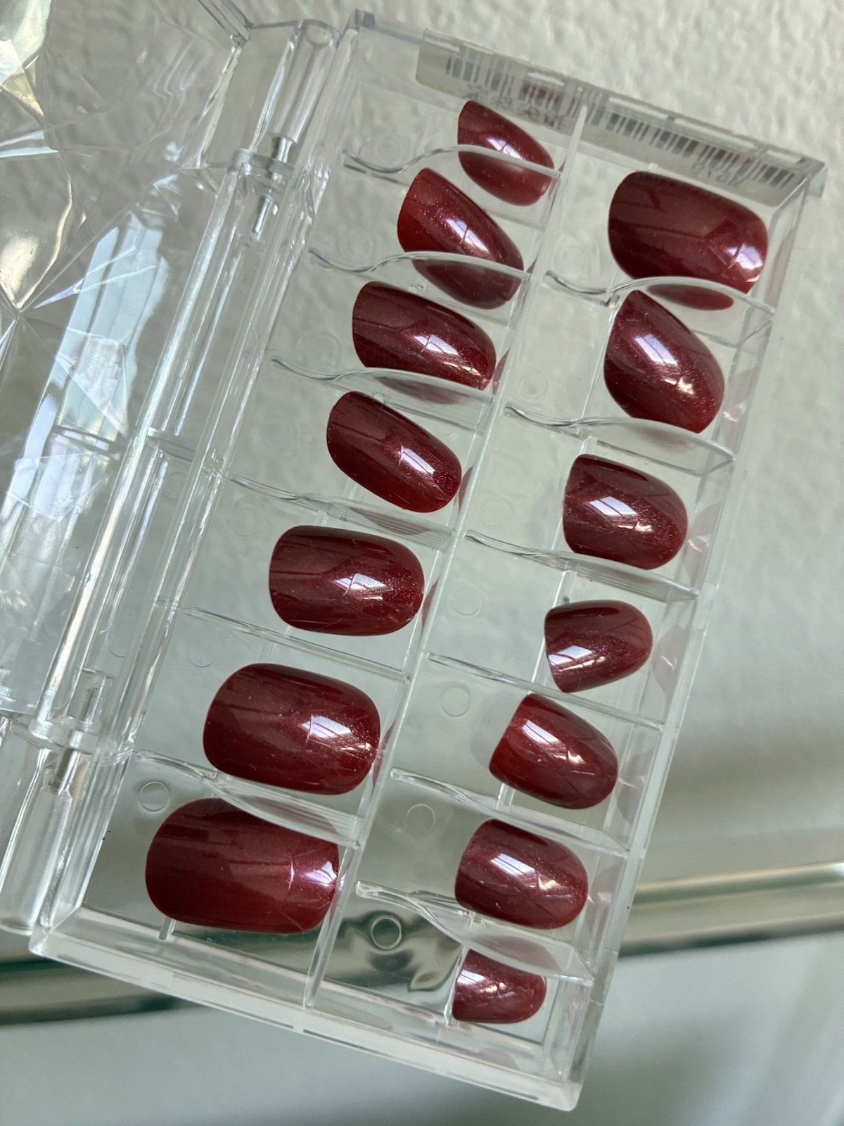 NEW Rich Wine Red Glossy Oval Press On Nails | Full Set | Deep Burgundy