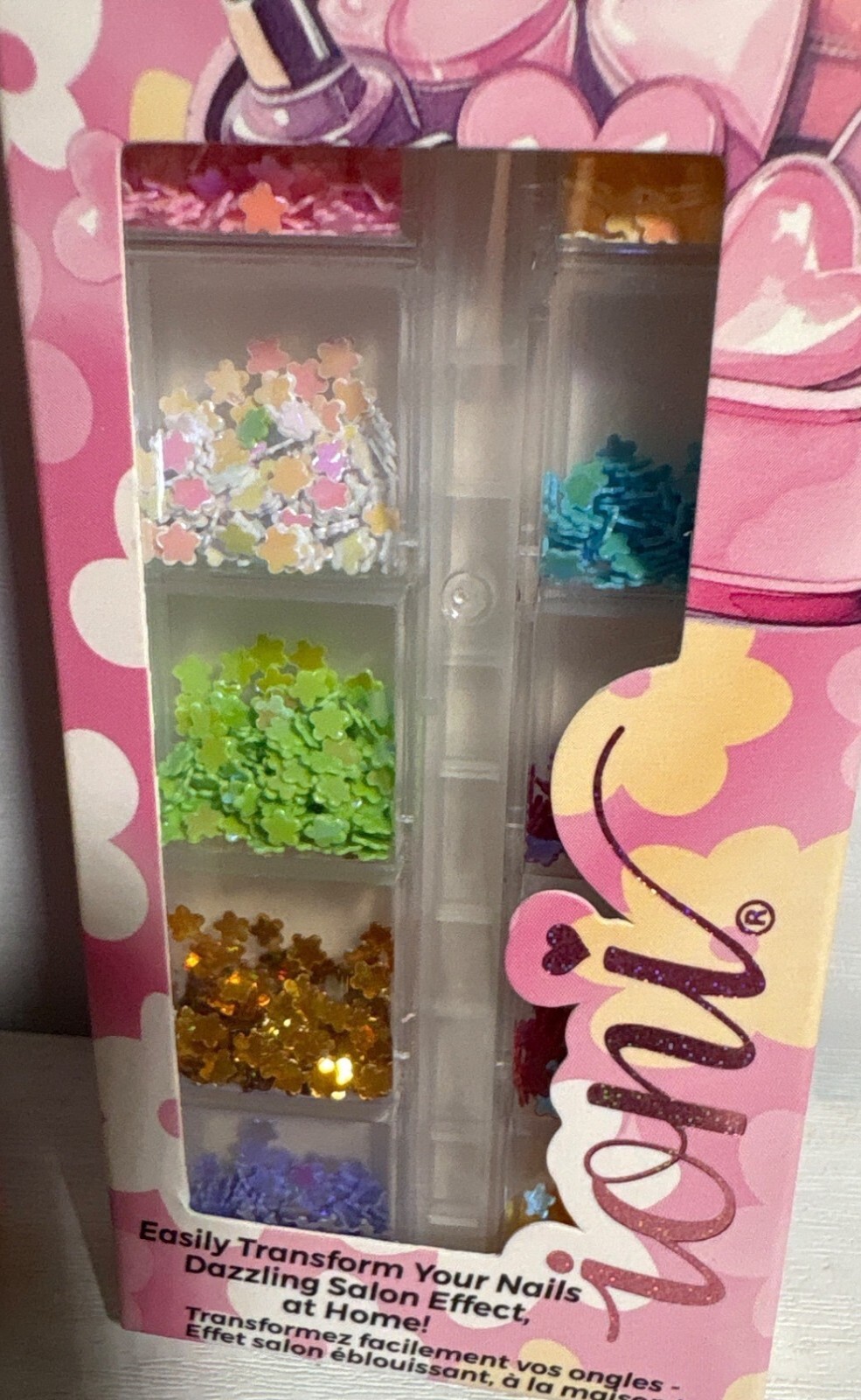 Ioni Dazzle Nail Art Sequins Palette Flowers Glitter Shapes Salon-Like Finish