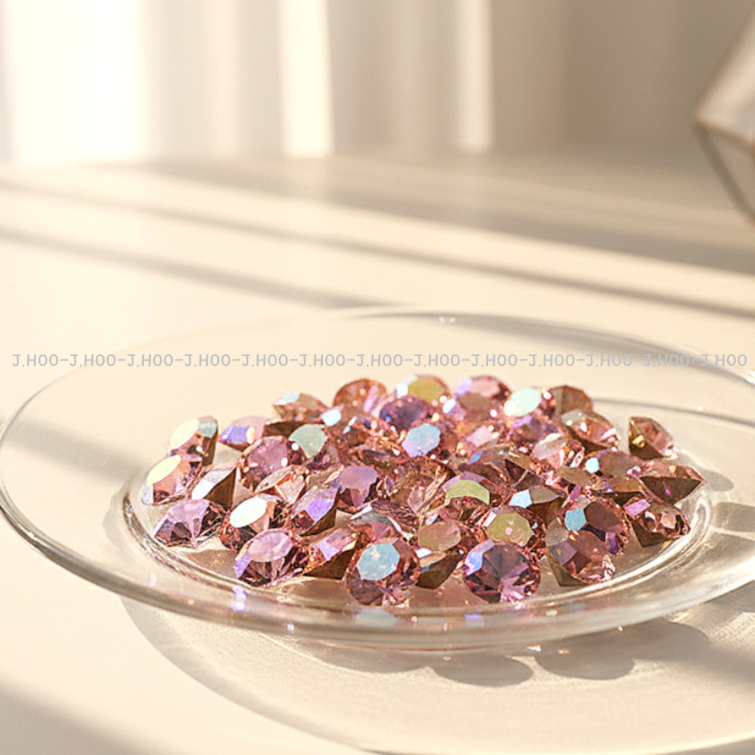 Preciosa Czech Light Rose AB V-Cut Round Stone Pointed Back