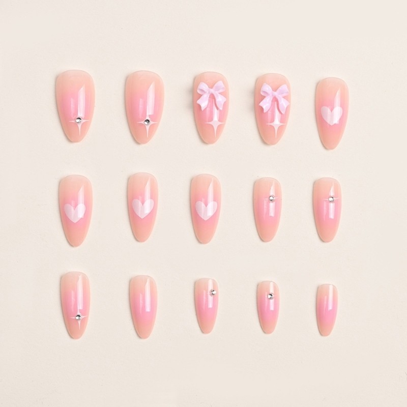 Fashionable False Nail 3D Bows Acrylic Press on Nail for Office and Party Use