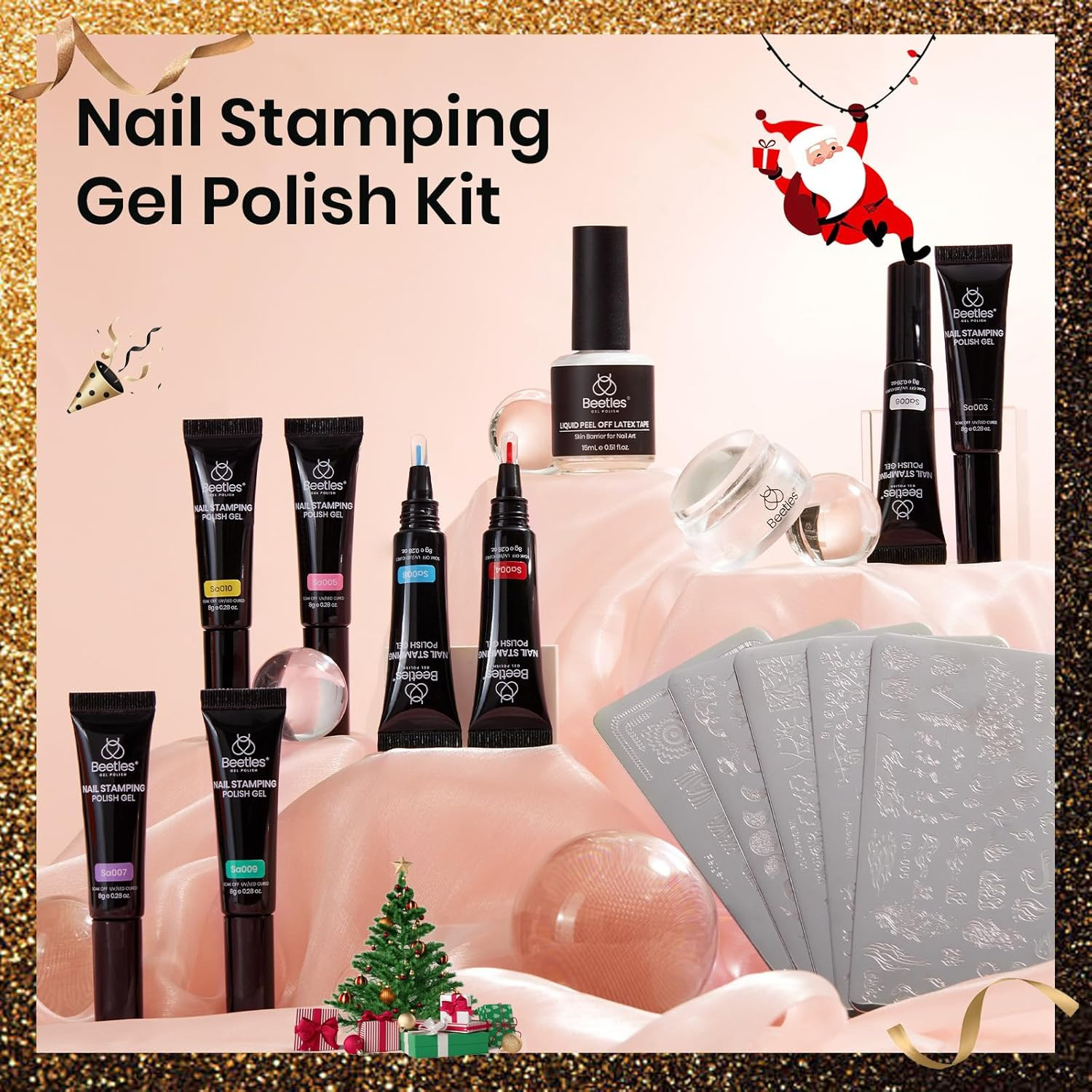 Nail Stamp Gel 16Pcs French Tip Nail Stamp Kit | 8 Colors Stamper Gel Polish, 5