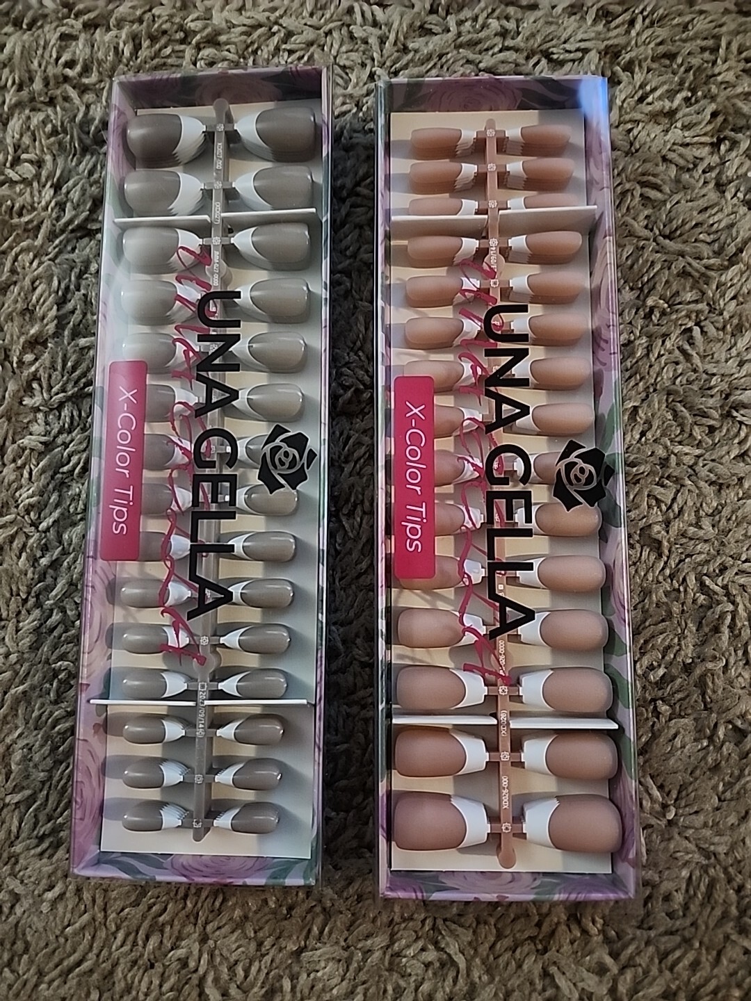Una Gella X-Color Tips Nails Almond And Classic French Tip, 150 Nails Per Box