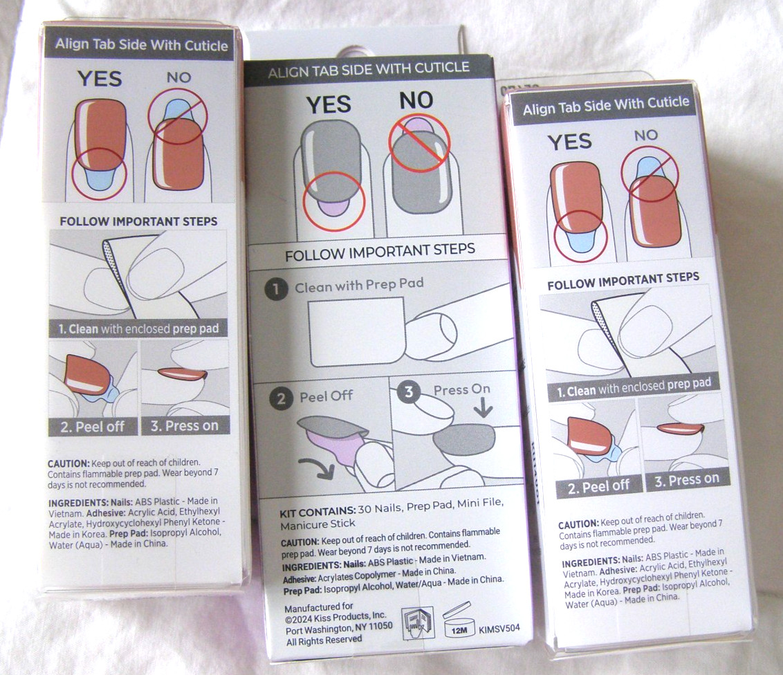 NEW! 3 Kiss Impress No Glue Press on Nails 2 in Caramel 1 in French Tip Chatoyer