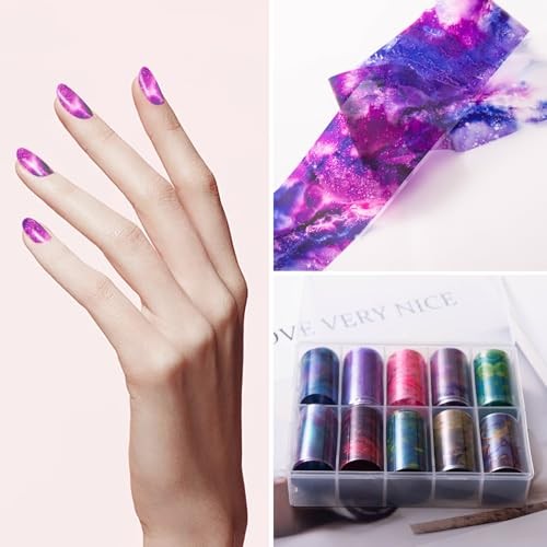 10 Rolls Marbling Nail Foil Transfer Sticker Kit Nail Foil Sheets Foil Nail