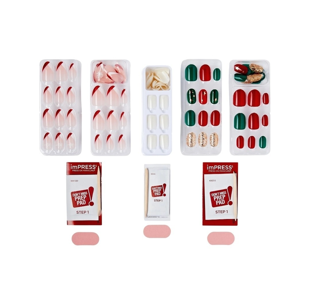 Impress Press-on Manicure Kit -Holiday Gift Set Medium Almond 93264 90 Nails