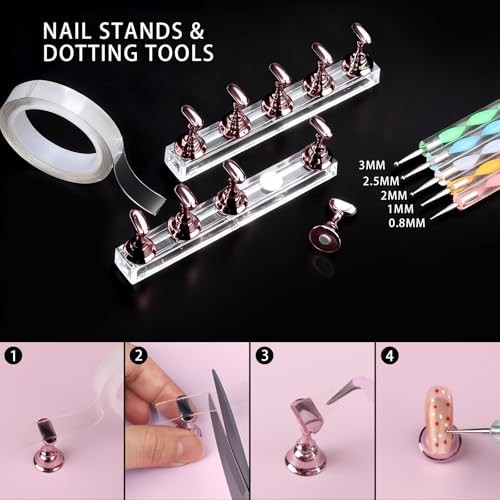 4 Boxes Nail Charms and Gems Set, Nail Rhinestones Nail Kit with Nail Art