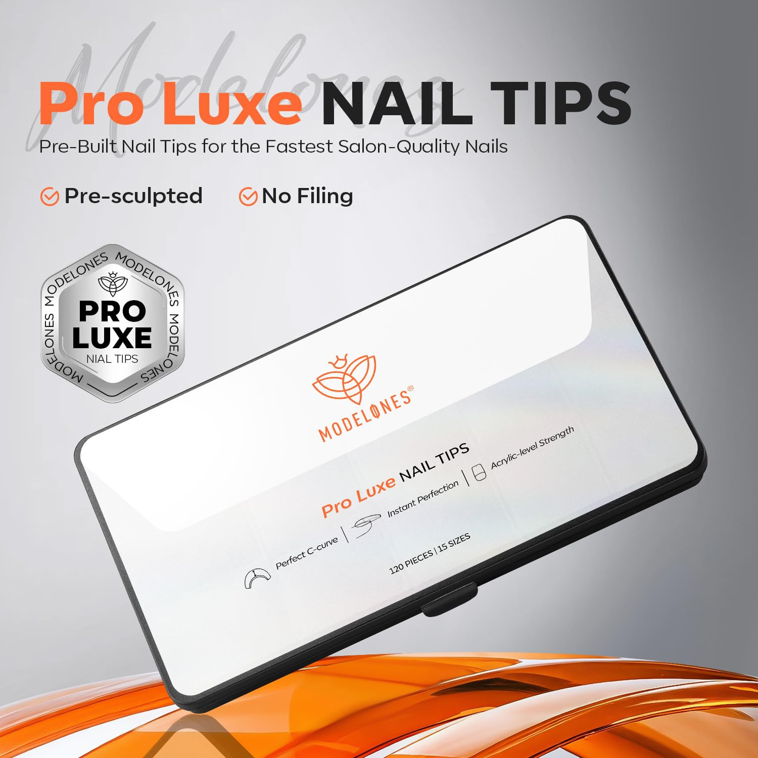 Pro Luxe Instant Nail Apex Tips 15 Sizes, Medium Almond Extension Gel Tips Pre-B