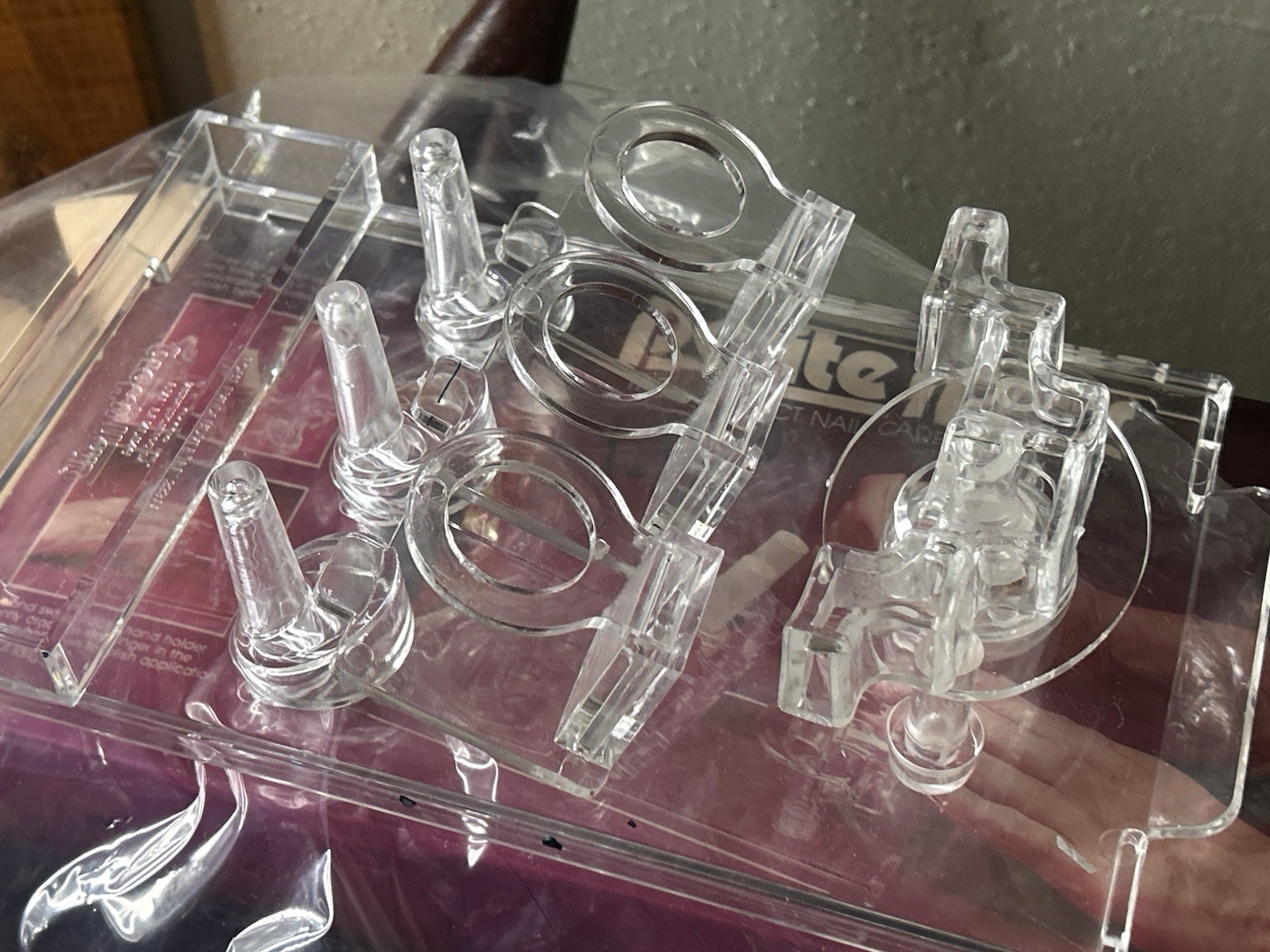 Vintage 80s Petite Nails Polishing Station Plexiglass Hand Rest Polish Holder