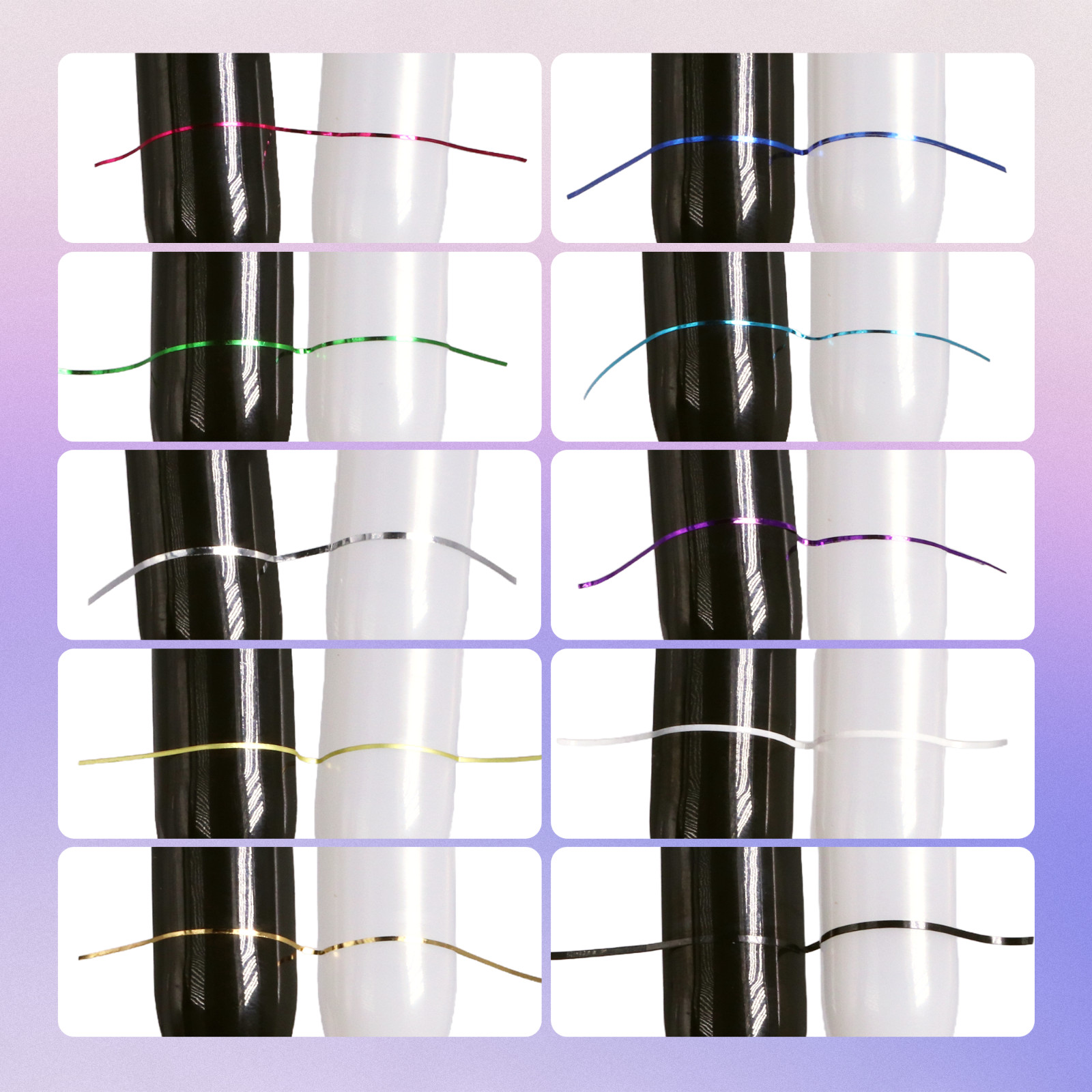 Beauticom Nail Art Glitter Sticker Strip Tape (Assorted 10 Color Set)