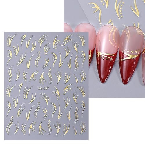 4 Sheets Leaf Nail Art Stickers, Abstract Leaves Nail Abstract Leaves Style 9
