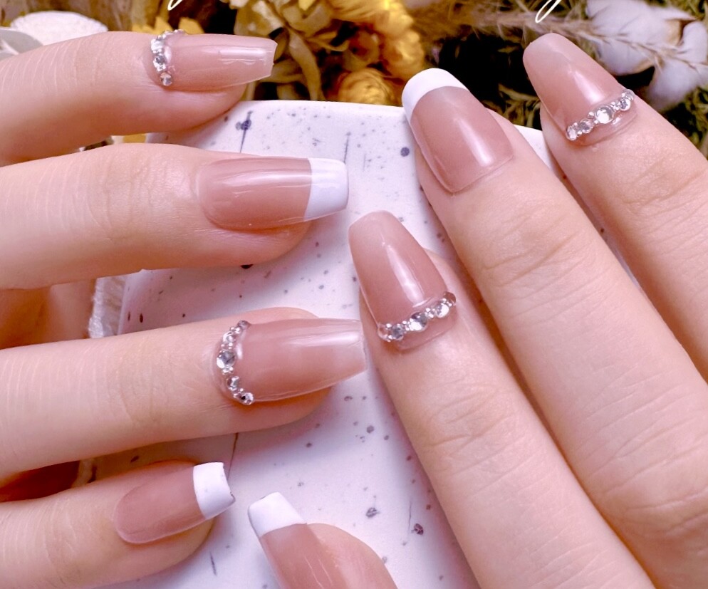 Manicure Handmade Press On Nails 10pc Reusable Artistic Design DIY Long Square