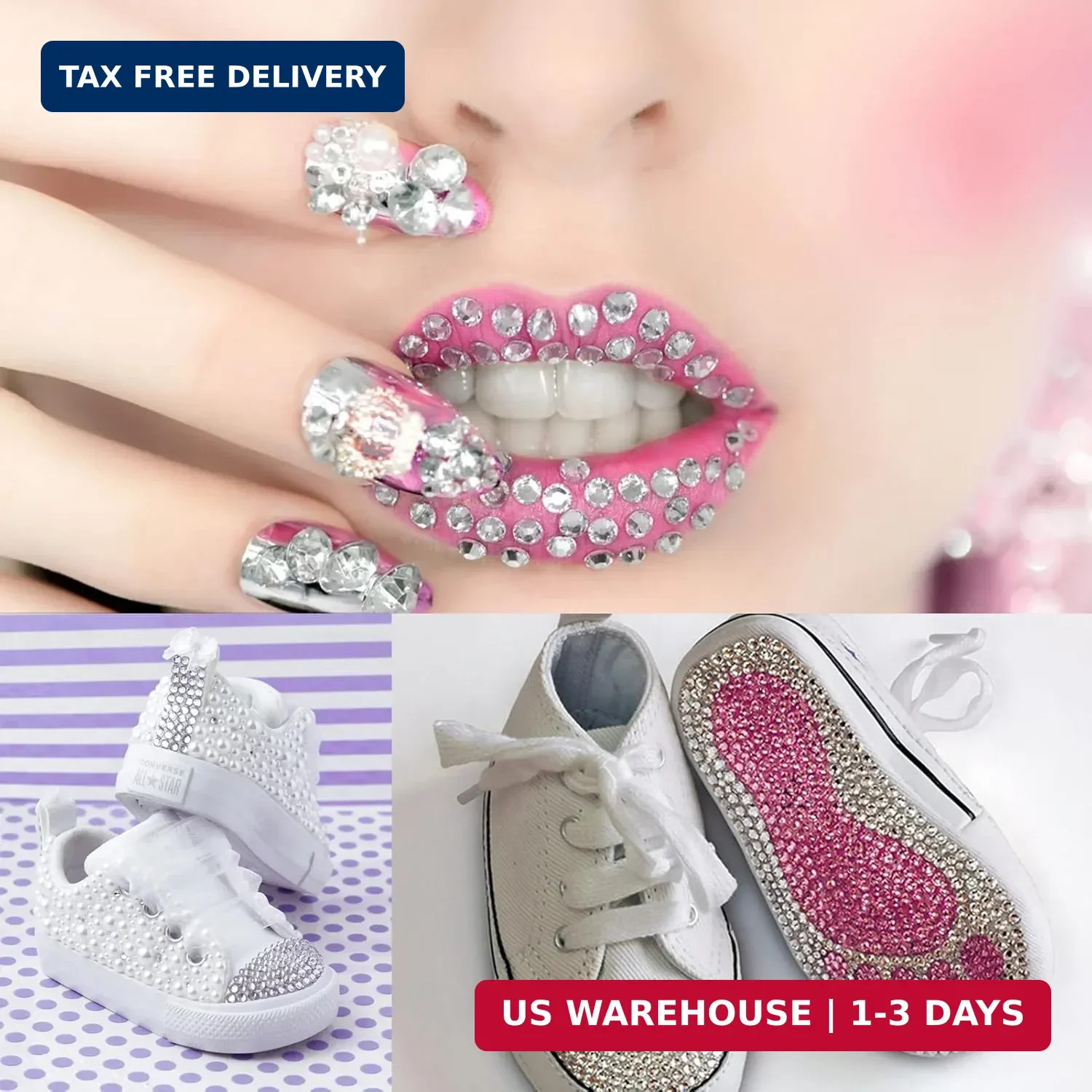 Dowarm 3200PCS Nail Art Rhinestones, Crystal Clear Flatback Rhinestones for Nail