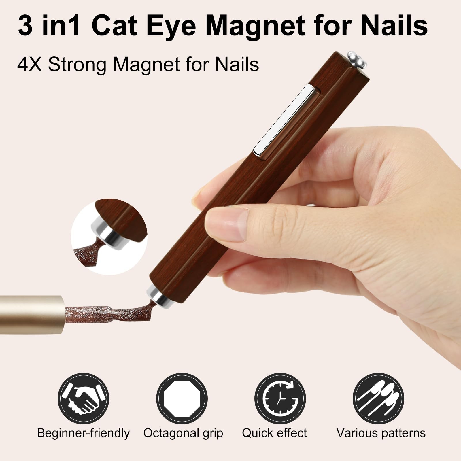 3 In 1 Nail Magnet, Multifunctional Cat Eye Gel Polish Magnet with…