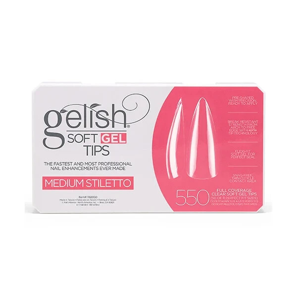 Gelish Soft Gel Tips – Medium Stiletto 550ct Tips