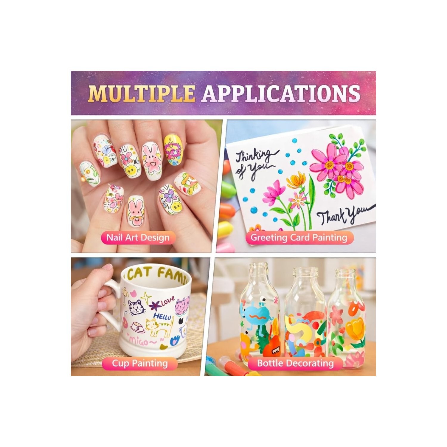 DIY Nail Art Pens Set 12 Colors with Fine Precision Tip for Detailed Designs
