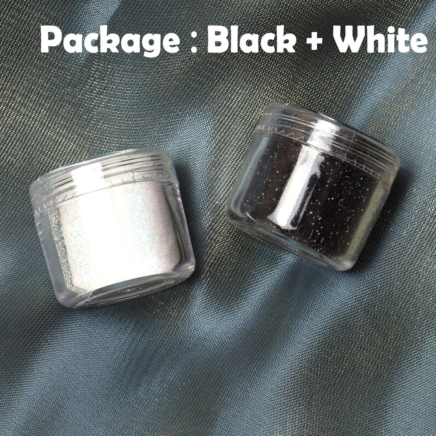 2 Colors Nail Glitter Dust – White Black Sand Powder Shining Sugar Effect Glitte