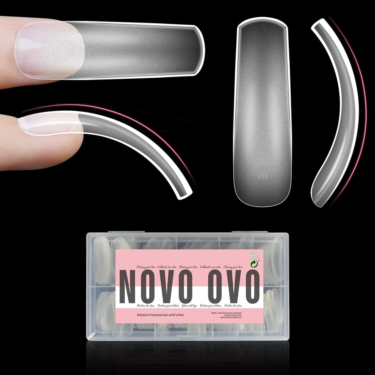 Halloween XXL Curved Nail Tips Press on Full Cover, Tapered Square Gel x Extr…