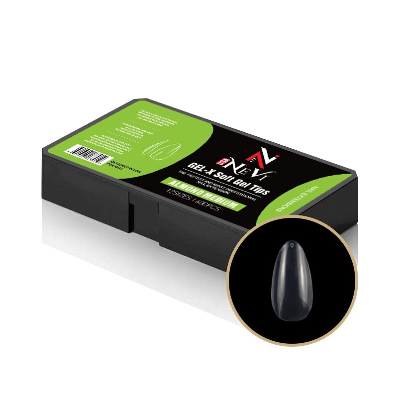 Nail Gel-X Natural Box of Tips 12 Size NeVi USA (Almond Medium)