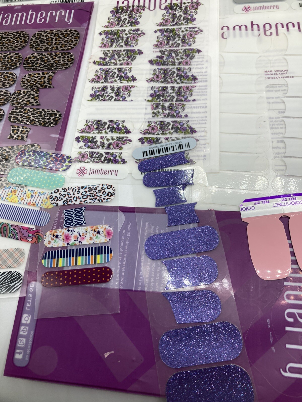 ColorStreet And Jamberry Nail Wraps Lot New Sealed Pkgs & Loose Sheets Some Cut