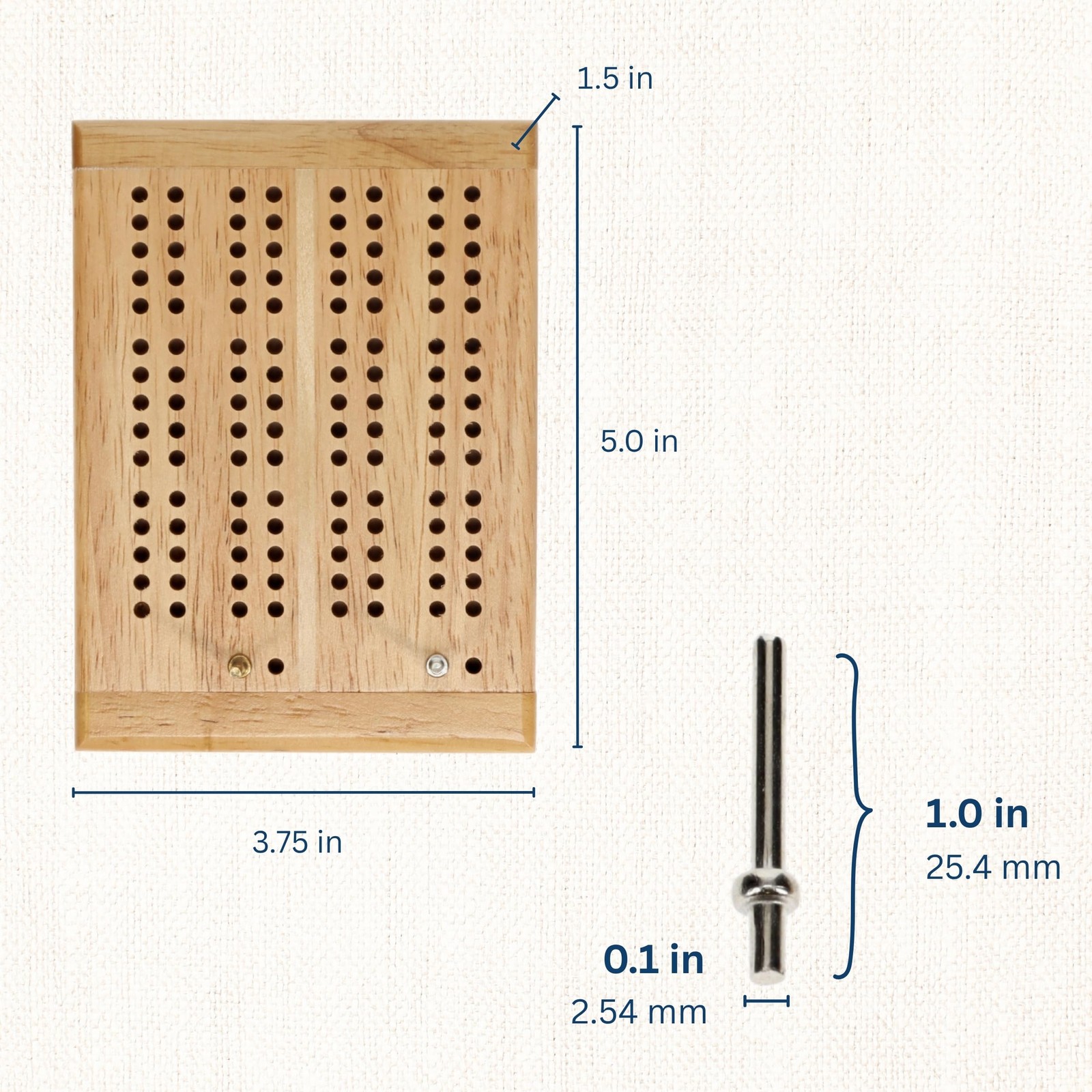 WE Games Travel Cribbage Board – Mini 2-Track 4.75 x 3.5 x 1.5 inches, Gold