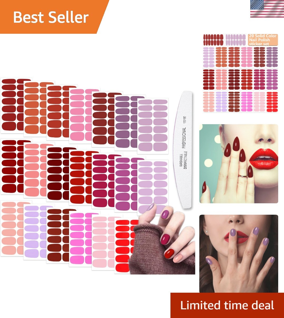 Thicker Real Nail Polish Strips – Fashionable Art for All Nail Types – 20 Sheets
