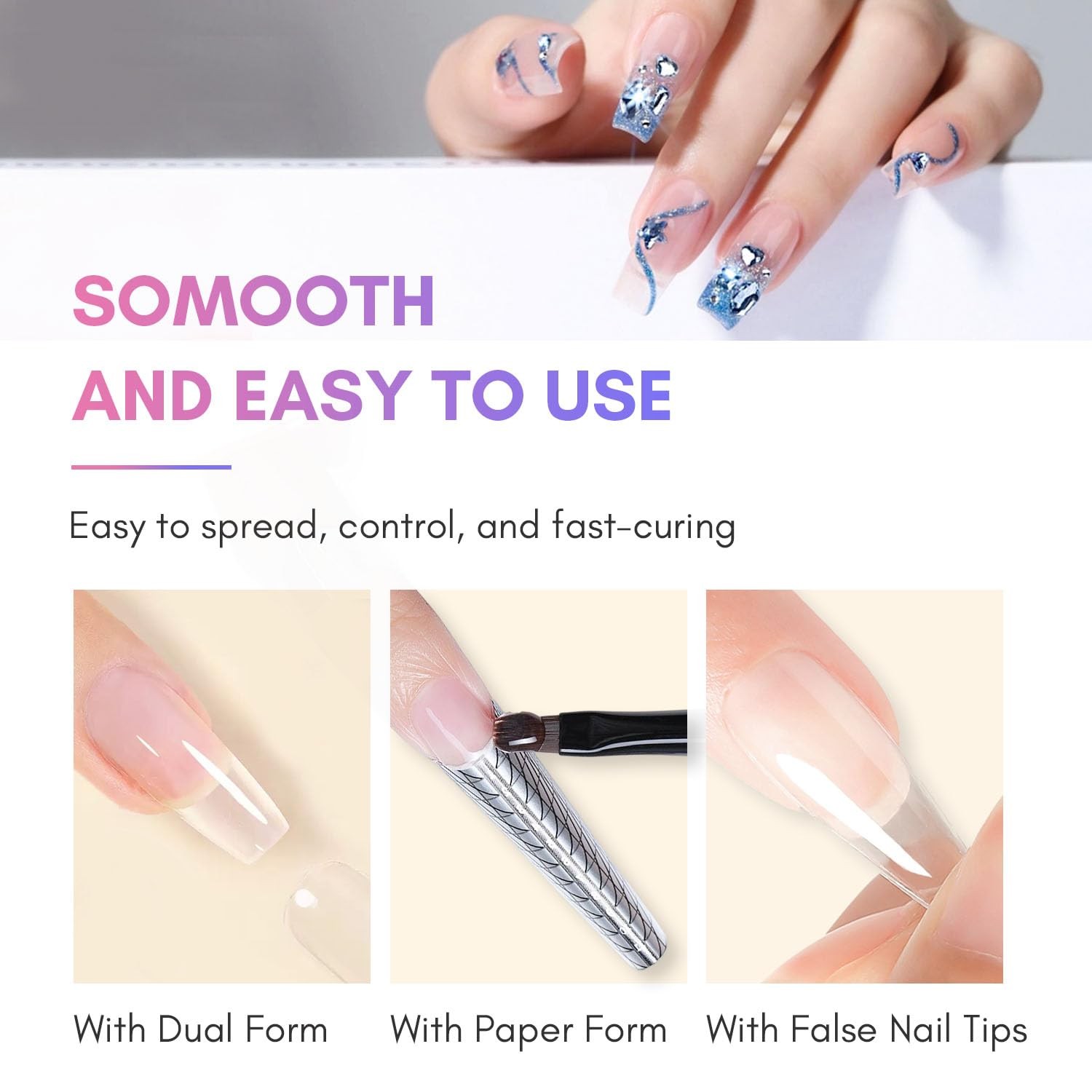 Makartt Poly Nail Gel: Clear 50ML Gel Builder for Natural-Looking