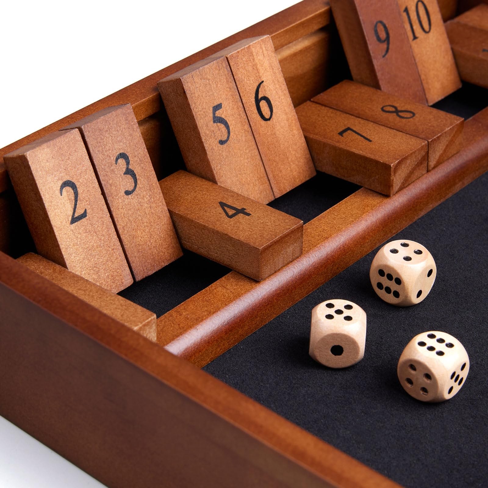 VAMSLOVE Shut The Box Dice Game Wooden Board Table Math 11.8*8.6*1.9 inches